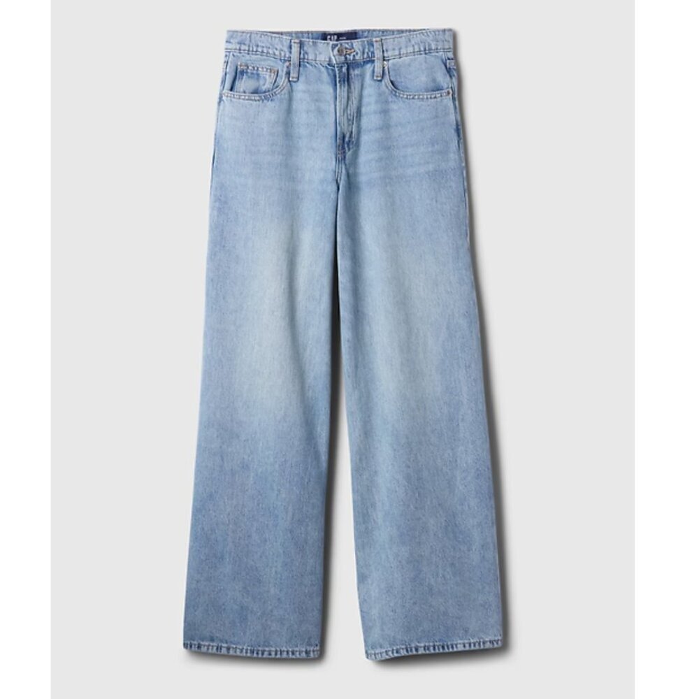GAP Baggy Mid Rise SuperSoft Light Indigo Wash Blue Jeans 32/14 R/S Baggy Fit
